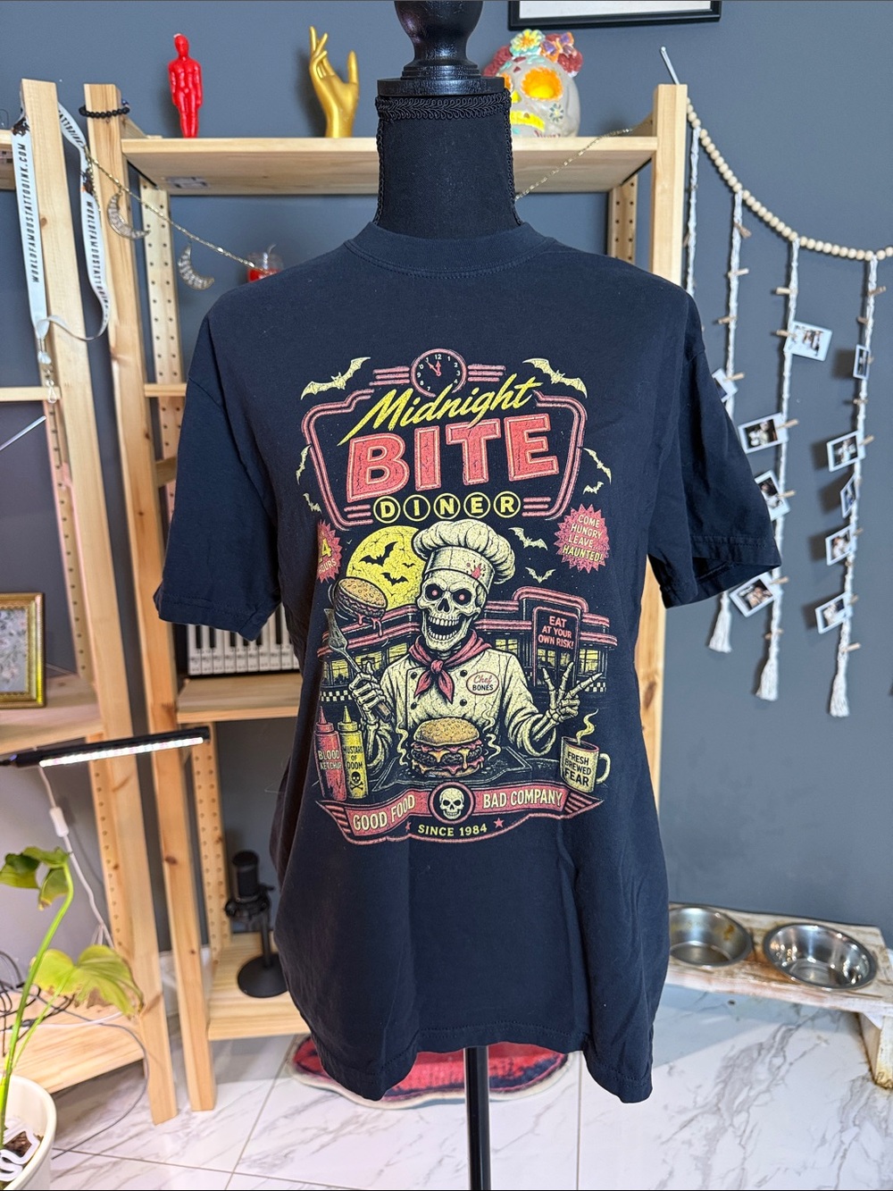 Midnight Bite Diner Graphic Tee - Black